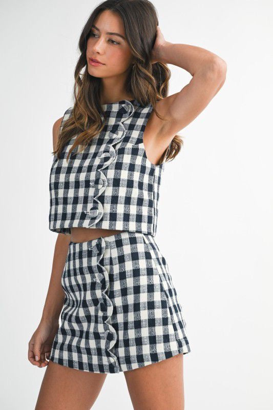 Set short falda cuadrados