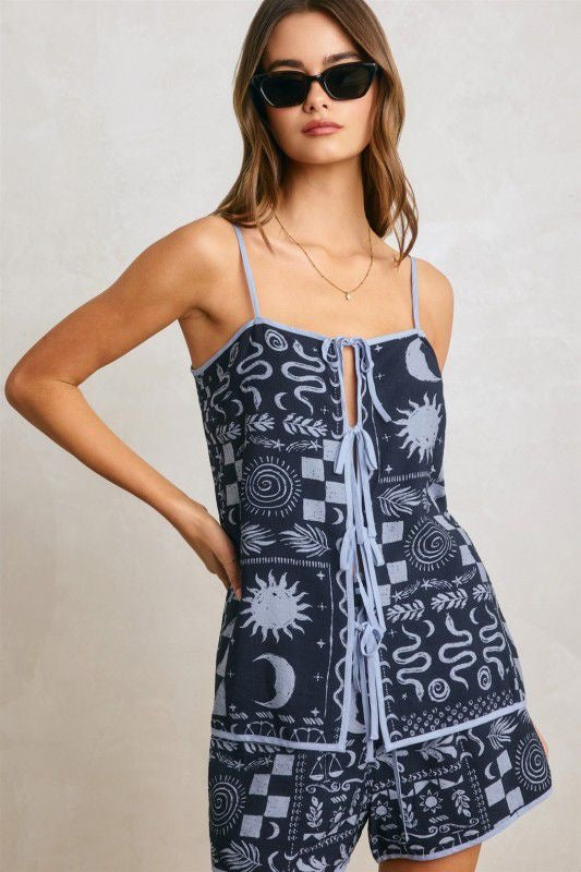 Set short azul print