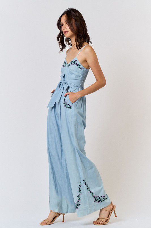 Jumpsuit azul con flores