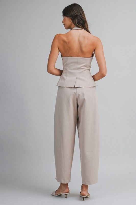 Set de pantalón y chaleco beige