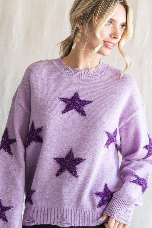 Suéter morado estrellas