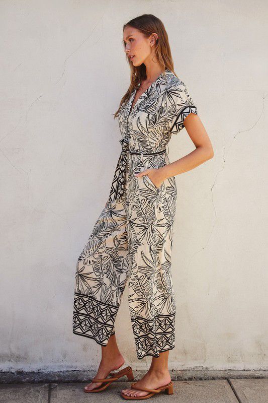 Jumpsuit print beige azul