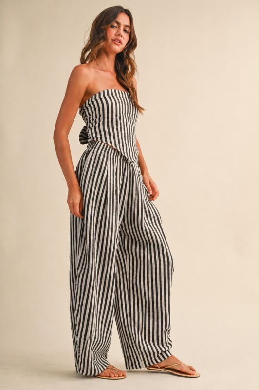 Set rayado de pantalón y top