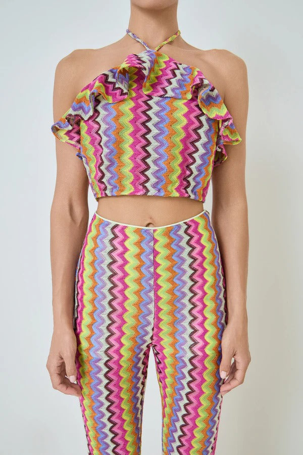 Set pantalón y top colores tejido