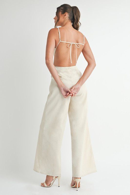 Jumpsuit beige flor