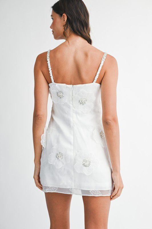 Vestido mini floral blanco