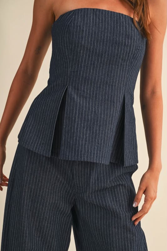 Set pantalón y top azul rayado