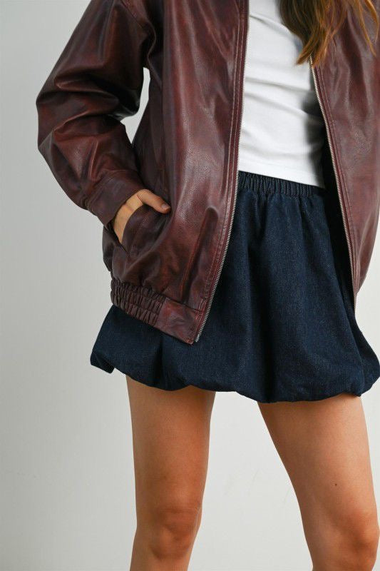 Chamarra vinil piel vino