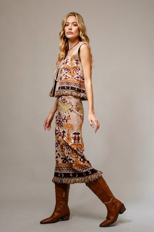 Set Falda Midi y Chaleco