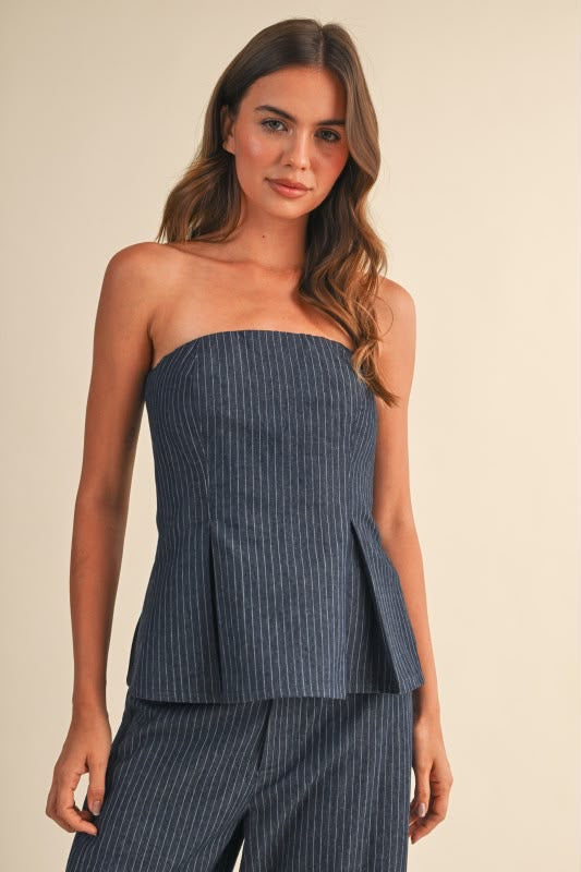 Set pantalón y top azul rayado