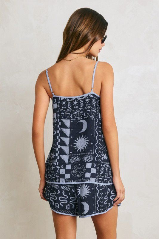 Set short azul print