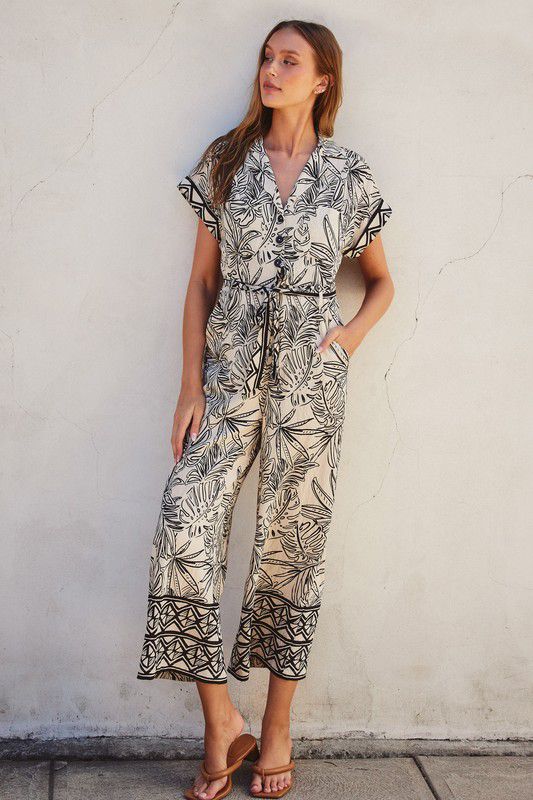 Jumpsuit print beige azul