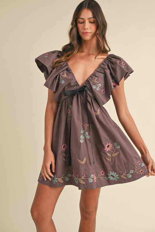 Vestido cafe Flores