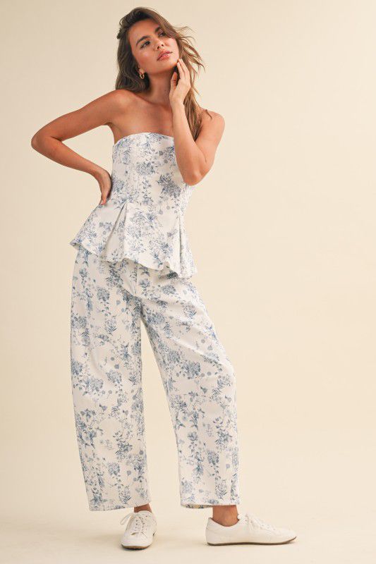 Set pantalón print flor azul