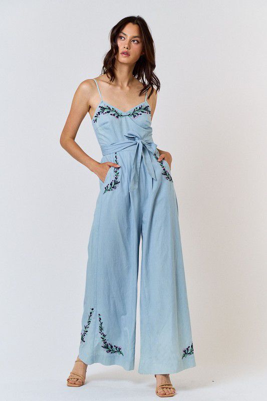 Jumpsuit azul con flores