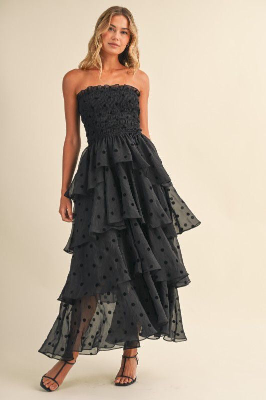 Vestido negro polka dots