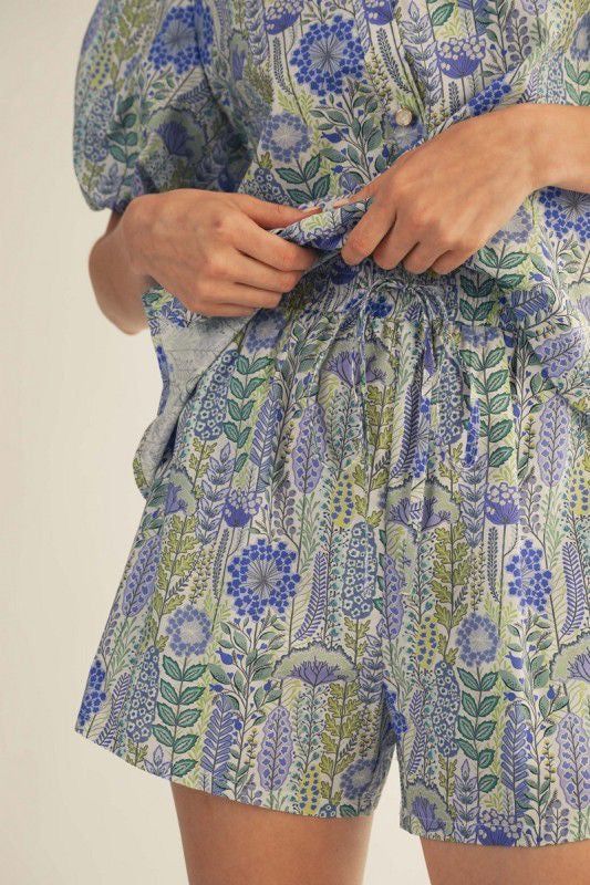 Set short print flores azul