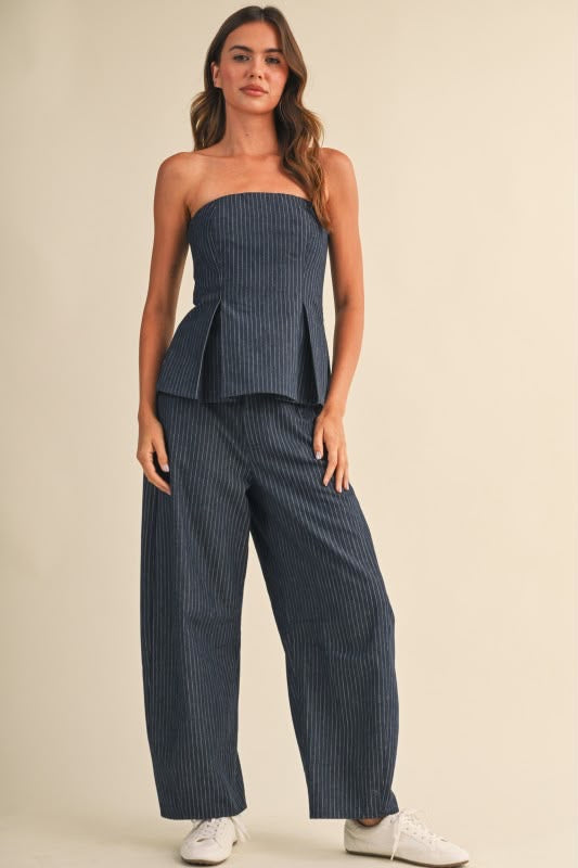 Set pantalón y top azul rayado