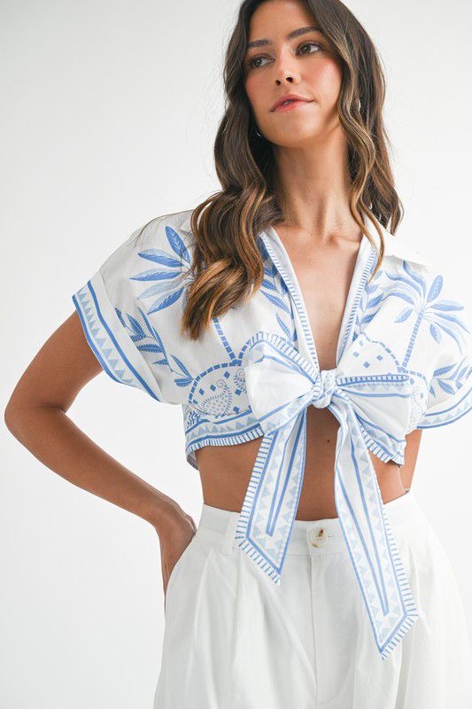 Set palmeras azules pantalón y top