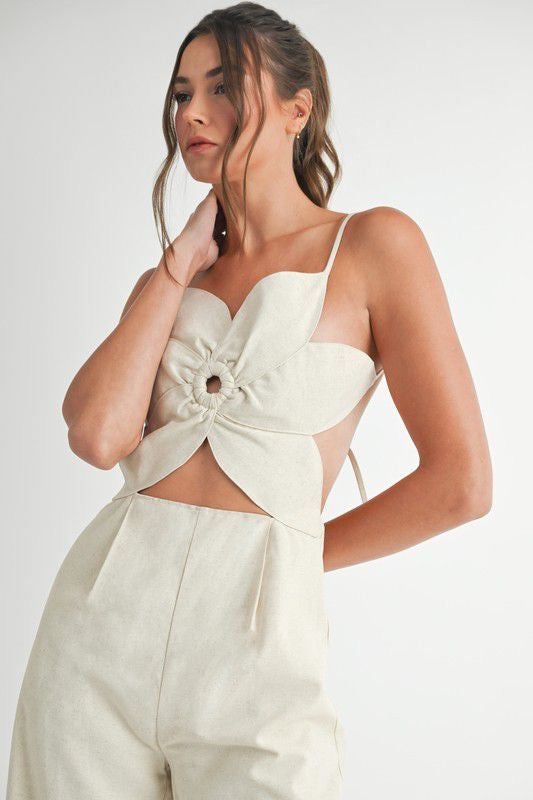 Jumpsuit beige flor