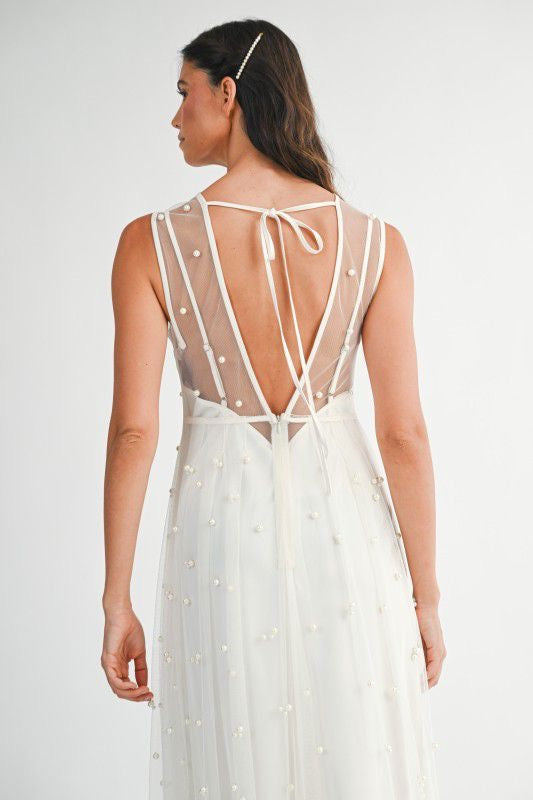 Vestido blanco perlas