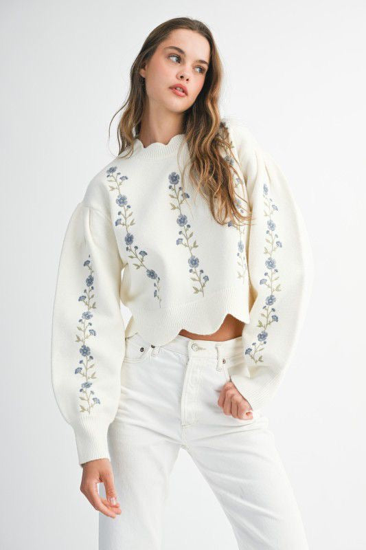 Suéter blanco flores