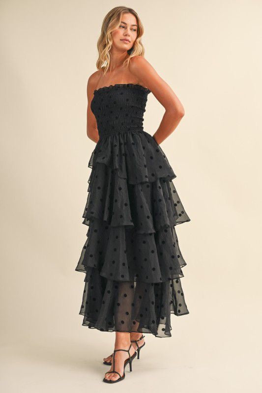 Vestido negro polka dots