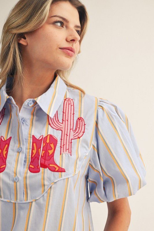 Camisa línea bordado botas