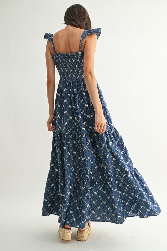Vestido largo print flores
