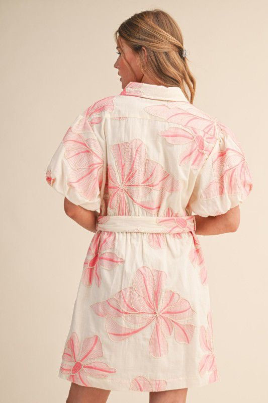 Vestido print flor rosa