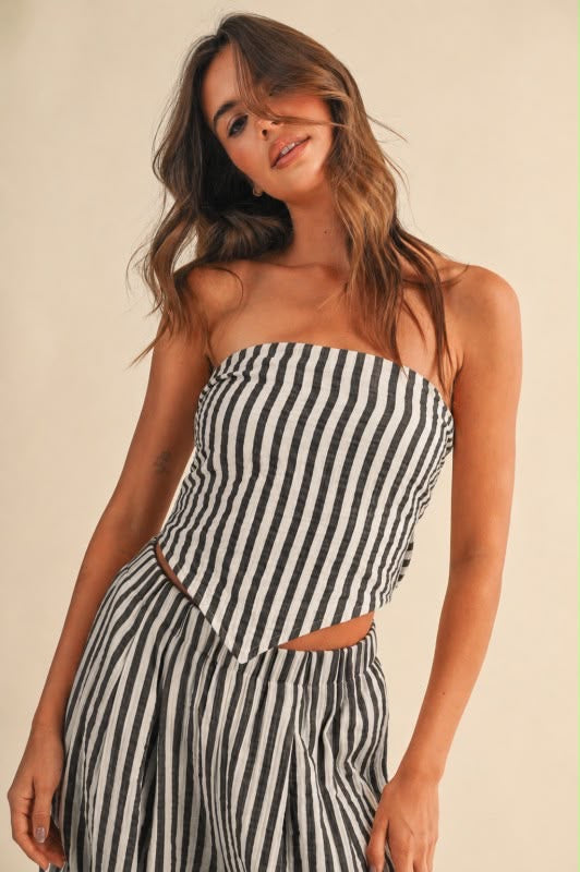 Set rayado de pantalón y top