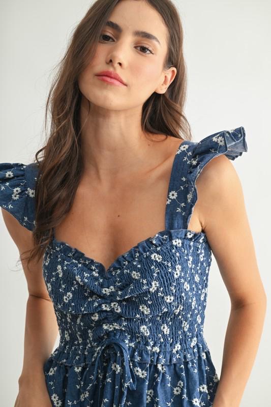 Vestido largo print flores