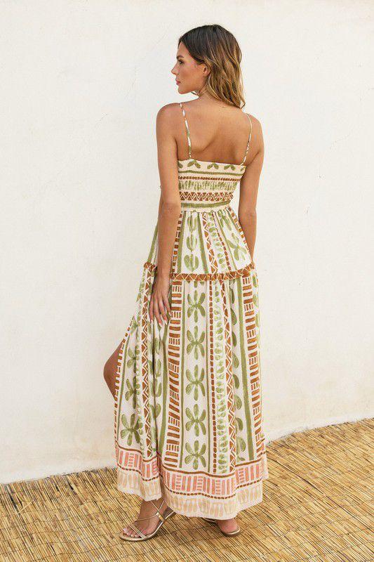 Vestido cut out verde café