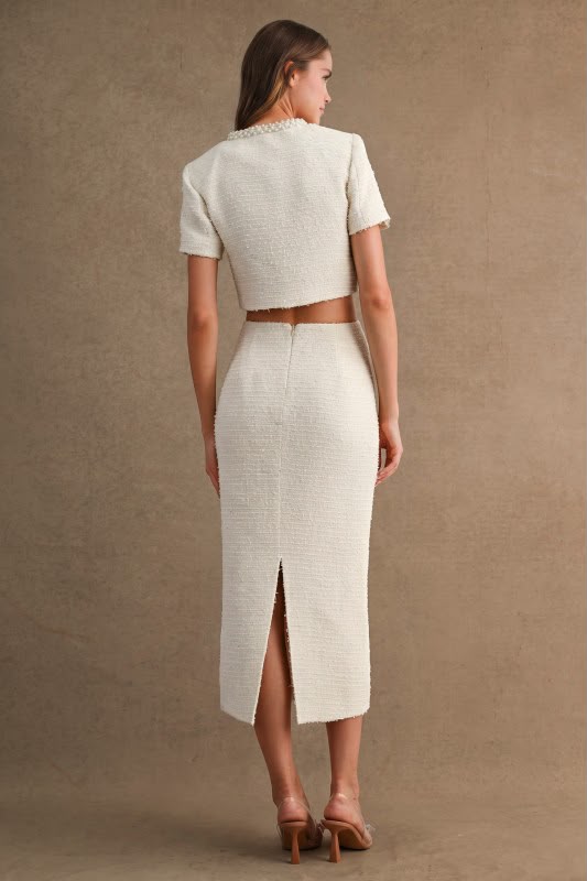 Set tweed falda midi y top