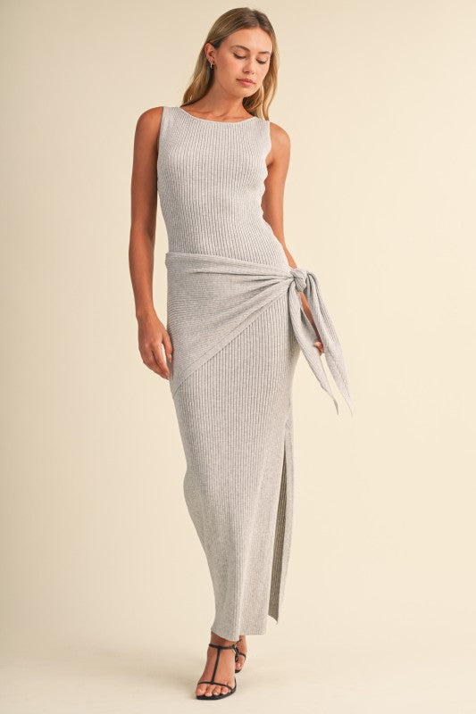 Vestido tejido gris