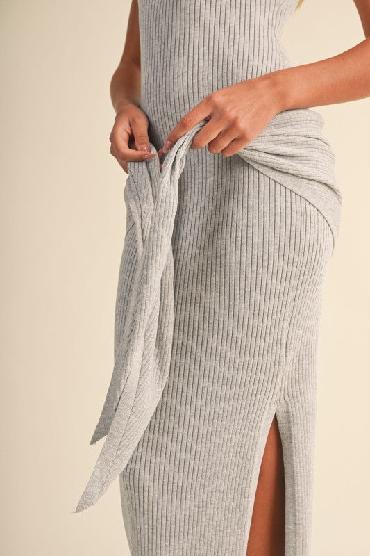 Vestido tejido gris