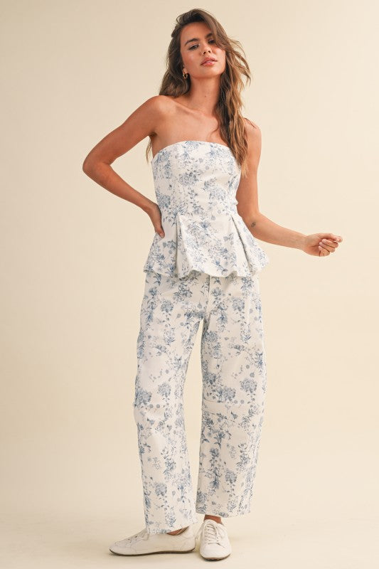 Set Flores pantalón y top
