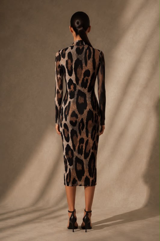 Vestido midi leopardo
