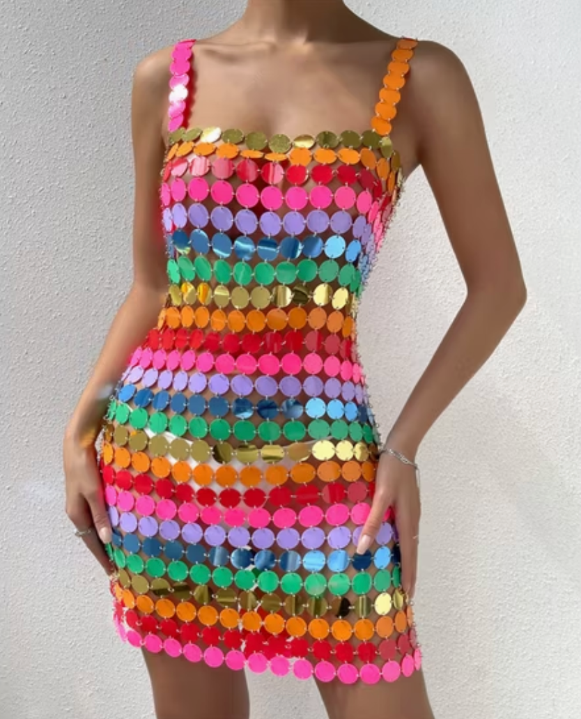 Vestido lentejuelas colores