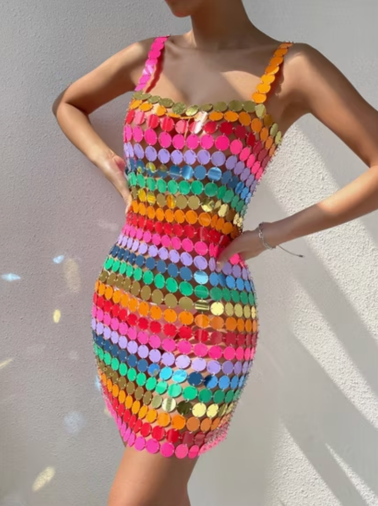 Vestido lentejuelas colores