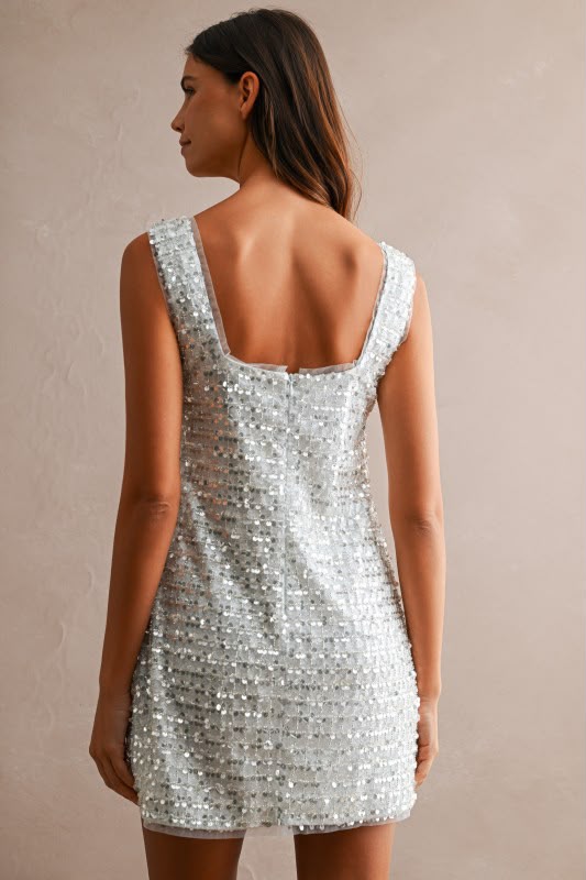 Vestido tweet gris lentejuelas