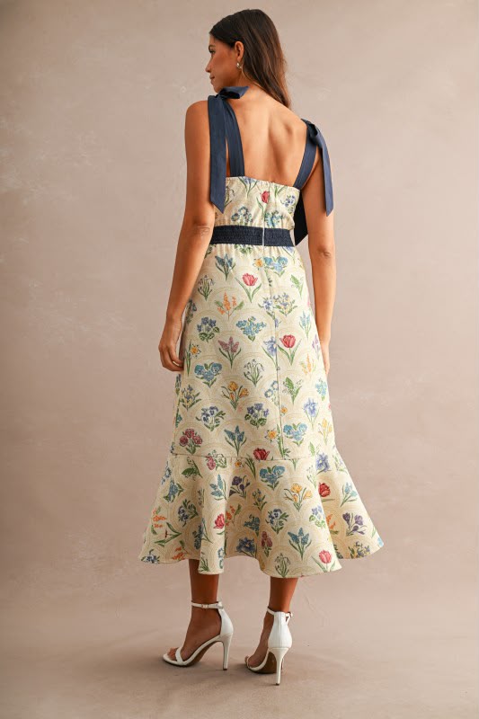 Vestido midi floral print
